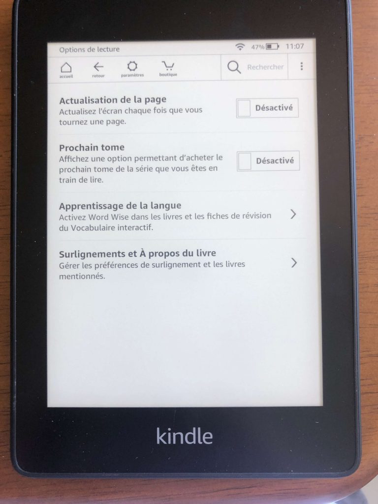 option lecture kindle